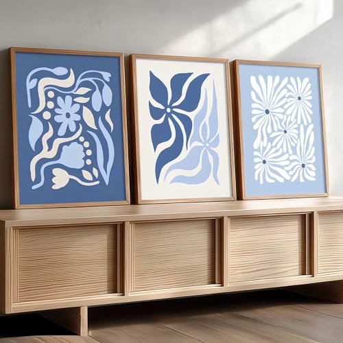 Image of kotart Aesthetic Abstract Floral Art Home Decoration | Boho Floral Paintings With Frame For Living Room Bed Room Hotel Wall Decor Digital Reprint Set of 3 (20x30 Inch)