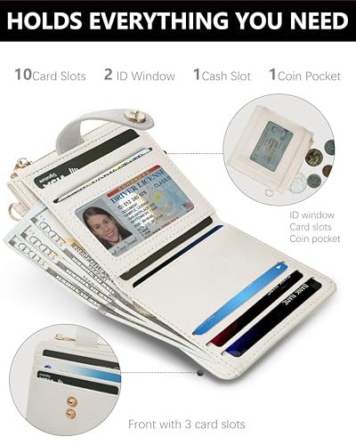 Image of Keychain Wallet Wristlet for Women,RFID Small Wallet | Wallet Wristlet with Zipper Coin Pocket,Vegan Leather Card Wallets for Women, 2 ID Window,Gift