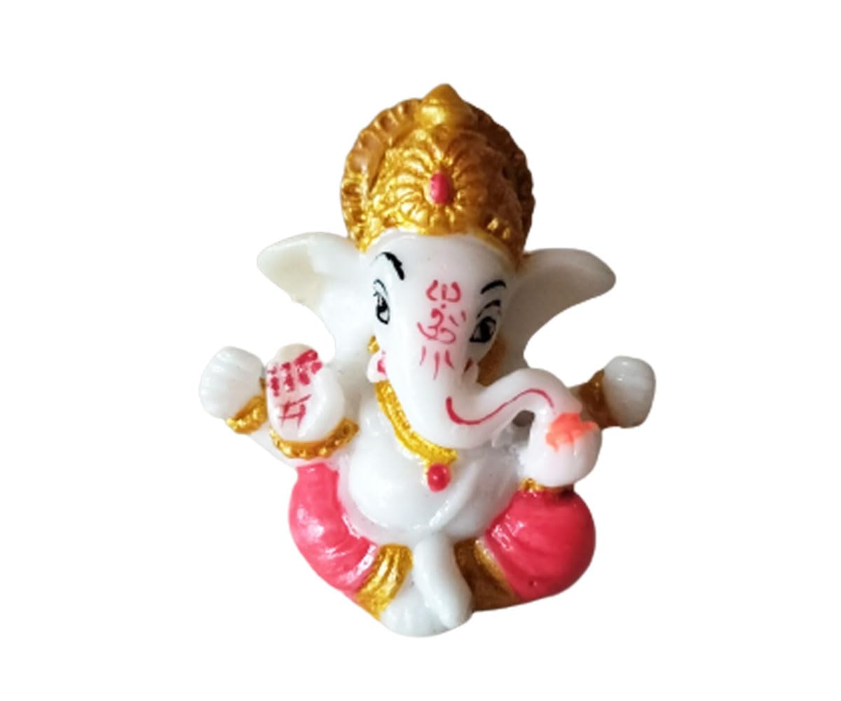 Satre Online and Marketing Small Pagdi Ganesha Statue for Home/Car/Office Decor,Ganesha Idol - 2.6 Inches (Red)