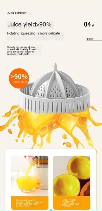 Automatic separation juicer, electric lemon juice, portable rechargeable juicer with USB cable, mini multifunctional fruit squeezer, fully automatic operation (red,7.4V)