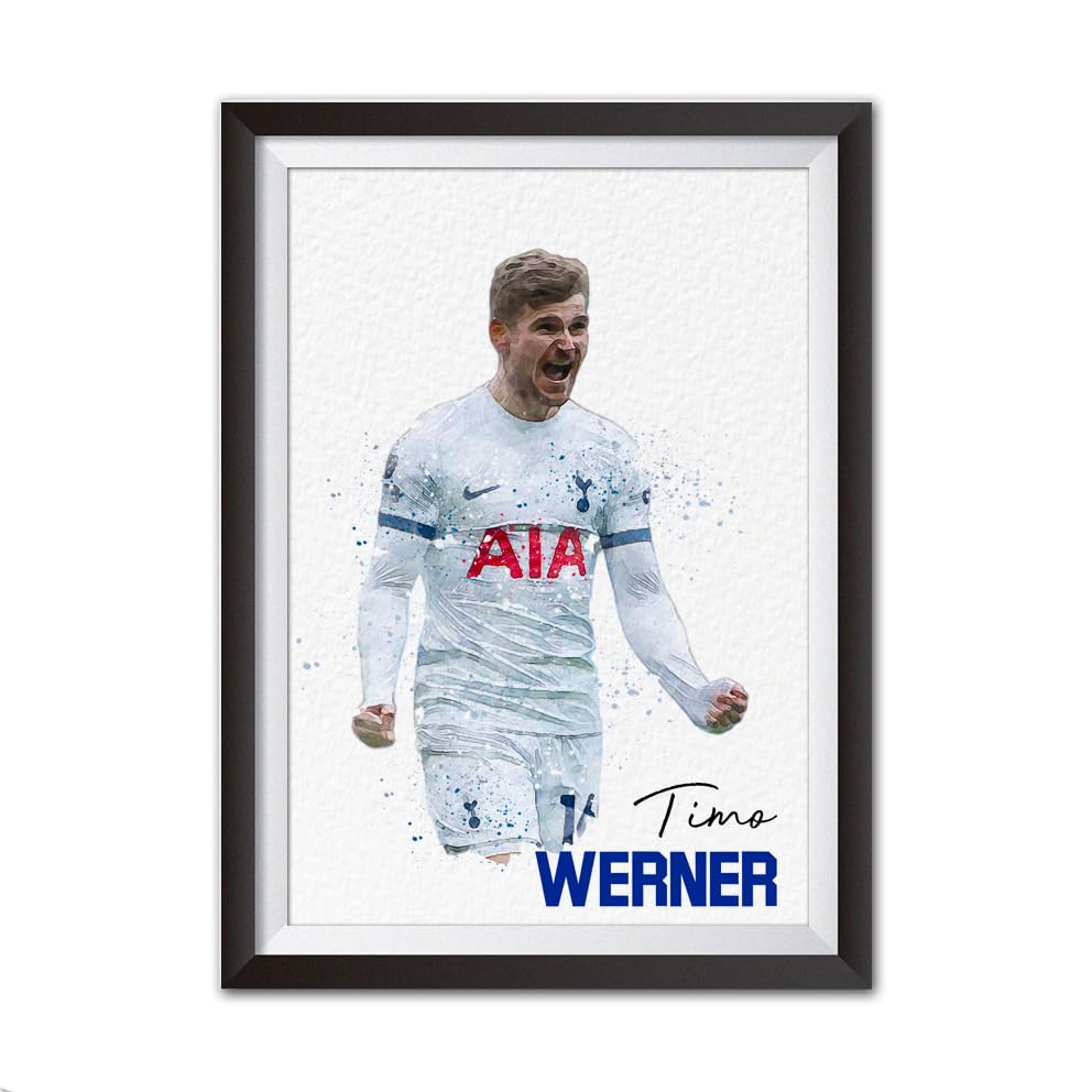 Timo Werner Watercolour Print – A4 | Perfect Gift for Tottenham Fans | Unframed