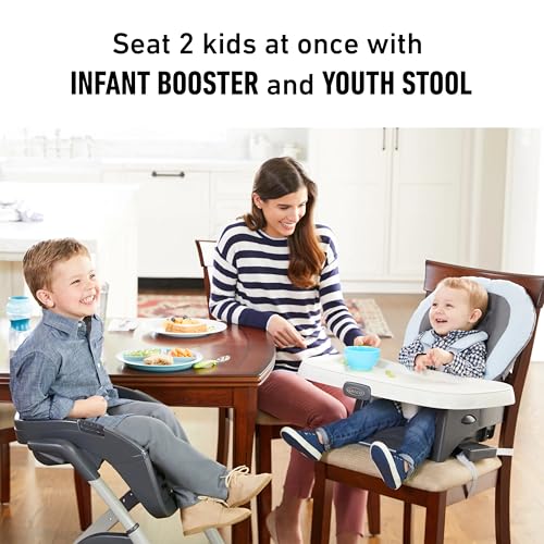 Image of Graco DuoDiner DLX 6 in 1 High Chair, Converts to Dining Booster Seat, Youth Stool & More, Mathis, Grey