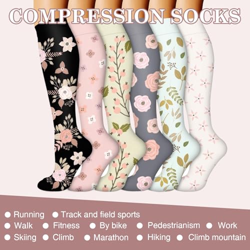 SEESUNO 6 Pairs Travel Compression Socks, Sock for Ladies and Pregnancy Long Haul Flight - Image 5