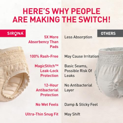 Image of Sirona Disposable Period Panty for Girls | XL-XXL (44-52 Inch) | Pack of 10 | 360 Coverage for Stress Free Period | Leakage Protection for Heavy Flow | Rash Free | Super Absorbent with Comfortable Fit