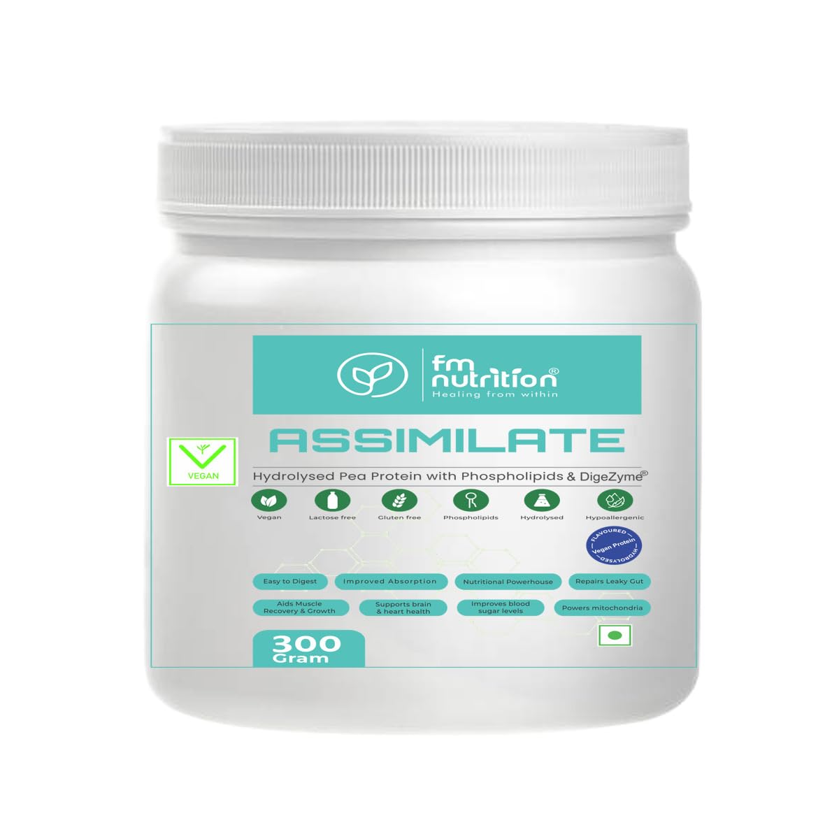 FM Nutrition Assimilate Vegan Protein Powder – Hydrolysed Pea Protein, Unflavoured, 300 g – Plant-Based, Easy Digestibility & Muscle Support-image-16