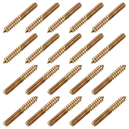 uxcell M6 Hanger Bolts Length 2"(50mm) Double Headed Bolts Self-Tapping Screw 6mm Wood Joint Furniture Legs 20pcs