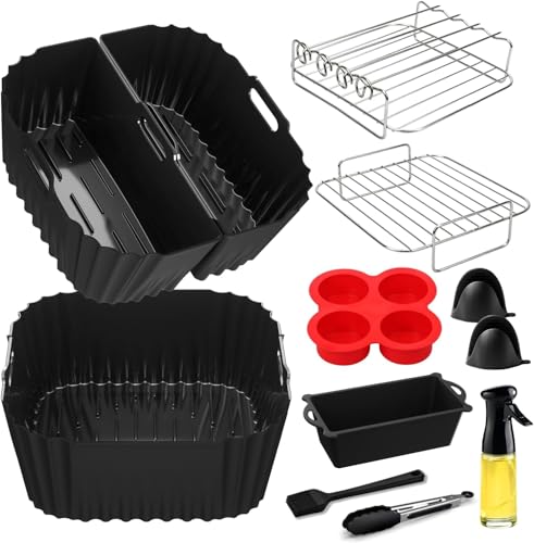 Air fryer accessories for Russell Hobbs XXL 8L 8.3L, silicone mould for COSORI Turboblaze 6L 6.2L 6.4L, Bosch 7.2L, Aigostar 7L, reusable, air fryer accessories, grill rack