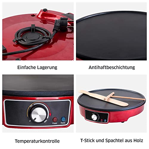 Gadgy Crêpes Maker mit Antihaftbeschichtung | 30 cm Durchmesser Crepe Pfanne | Pfannkuchen Maker mit Teigverteiler… – Bild 3
