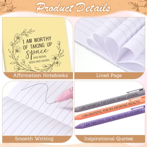 Image of Mooliwe 24 Pcs Affirmation Notebooks Pens Bulk Gifts, Gratitude,Pastel | Small Bags Included, Motivational Notepads for Women, Daily Affirmations Journal, Stress Relief Self-care, Employee Rewards