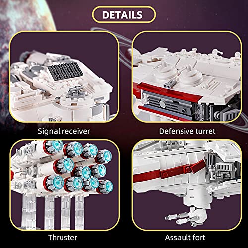 XJJY Bausteine Modell für Technologie Tantive IV, 2905 Stück UCS Super Star Spaceship Building Set, kompatibel mit… – Bild 6