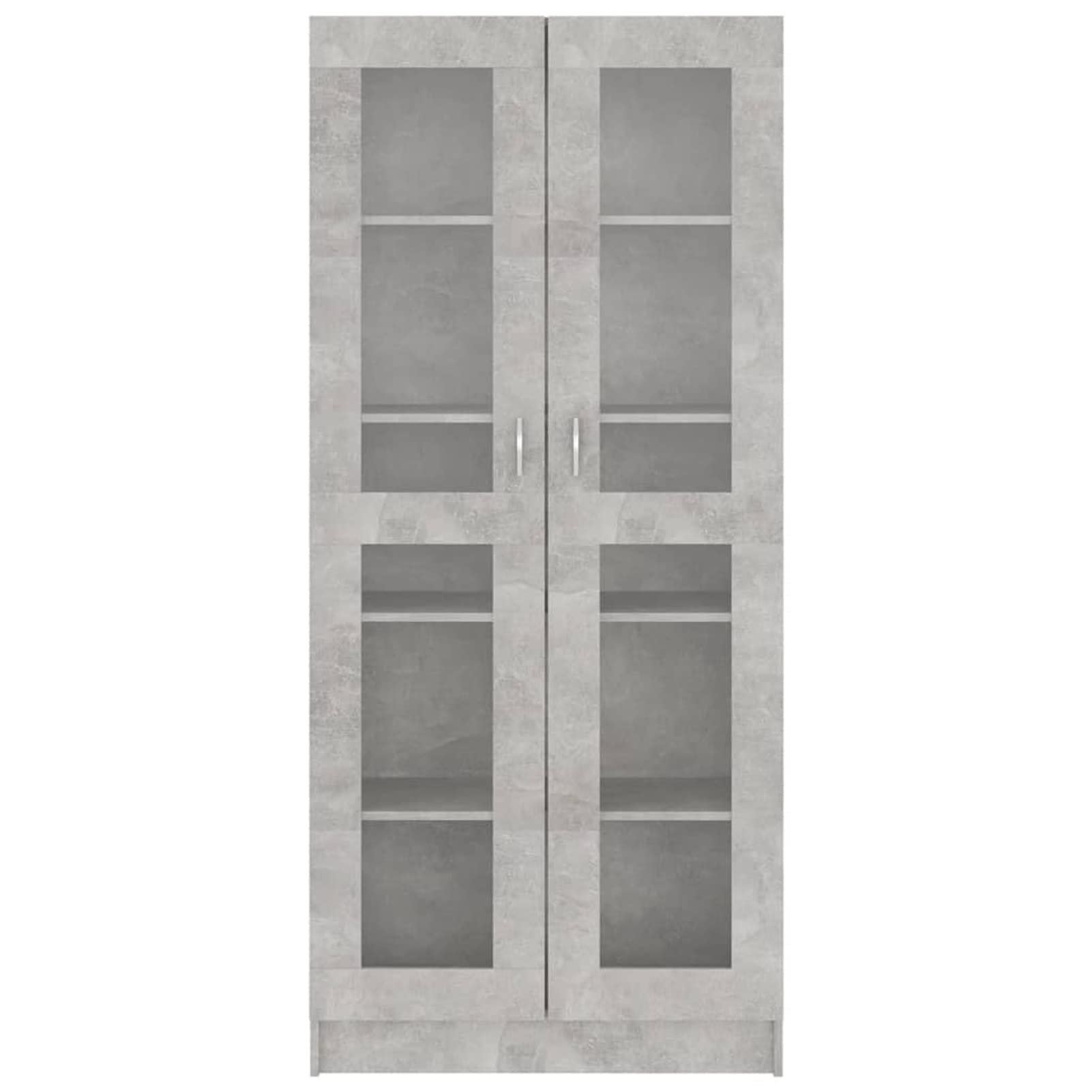 Vetrina Soggiorno Moderna, Espositiva, Armadietto Con 2 Ante e 5 Scomparti, Libreria Grigio Cemento 82.5x30.5x185.5 cm