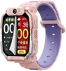 4G Kids Phone Watch - Rastreador com Localização GPS Chamada de vídeo resistente a água, 1,54 polegadas Rastreador de Atividade, Cartão SIM, WiFi com câmera (ROSA)