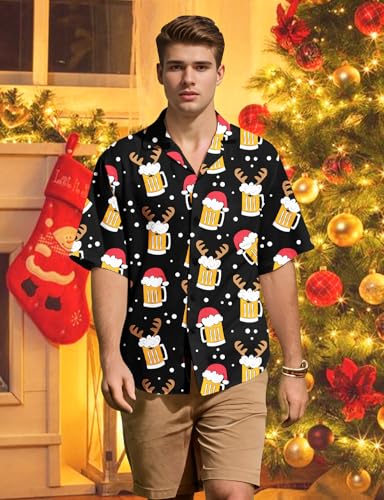Image of Yoimira Hawaiian Shirts for Men, Print Mens Casual Short Sleeve Button Down Shirts Floral Aloha Beach Shirt