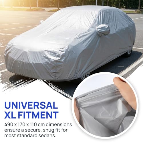 Funda para coche exterior impermeable de poliéster protector solar coche plata contra lluvia 7