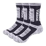 YUEDGE Women's Moisture Wicking Anti Blister Safety Welly Work Boot Hiking Walking Socks Breathable Cotton Cushioned Casual Athletic Sports Socks For Women, 3 Pairs