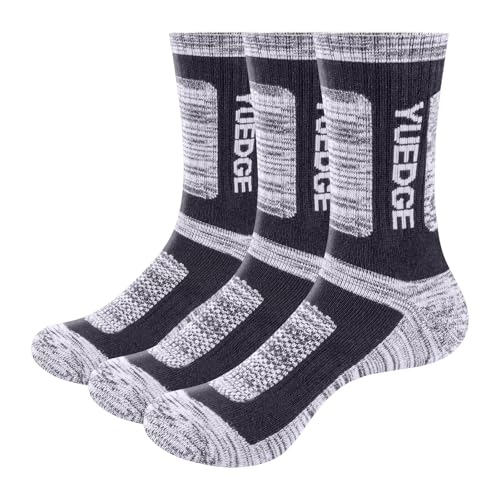 YUEDGE 3 paar Lässige Herren Socken Gepolsterte Crew Sport Socken Feuchtigkeitstransport Arbeitsstiefel Socken Dicke Baumwollsocken für Männer