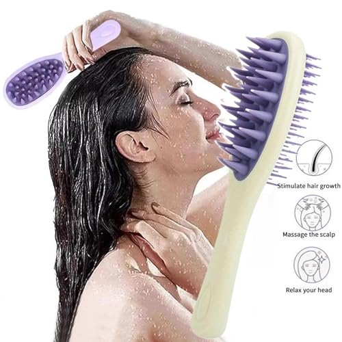 Image of COMBELLE Long Handle Silicone Shampoo Brush - Soft Bristle Scalp Massager & Hair Comb for Men, Women & Kids | Anti-Dandruff & Hair Growth