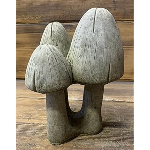 STONE GARDEN TRADITIONAL 3 TOADSTOOL MUSHROOM 2 PIECE CONCRETE ORNAMENT Cover