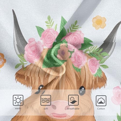 Aesthetic Girls Underwear Toddler 2t Cotton Cute Panties Girl Cute Highland Cow Flowers Mauve Kids Undies Briefs3