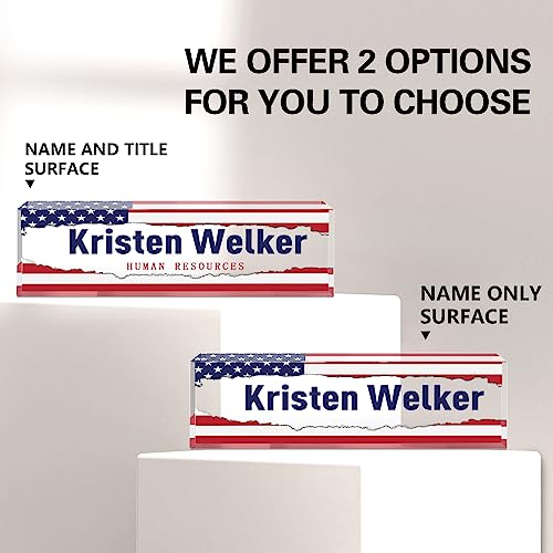 Image of Custom Flag Name Plate for Desk, Desk Name Plate Personalized, Office Decor for Women Men, Acrylic Desktop Accessories, Office Appreciation Gifts for Boss Social Workers Nurse Teacher Employee (Flag A)