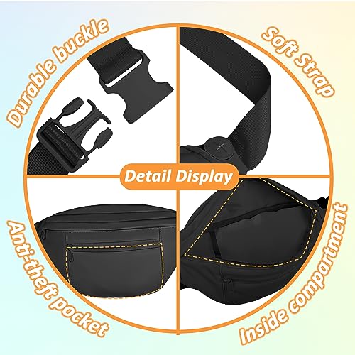 Fanny-Packs-for-Women-Yamdeg-Crossbody-Fanny-Pack-Gifts-for-Enjoy-Sports-Festival-3-Pockets-Fashion-Bum-Bag-For-Women-Men-Him-Hands-Free-For-Travel-Sports-Running-With-Mini-Waterproof-Bag-Black