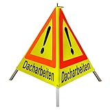 Warnpyramide/Faltsignal 70 cm - Achtung(VZ101) "Dacharbeiten" - tagesl. gelb, leicht