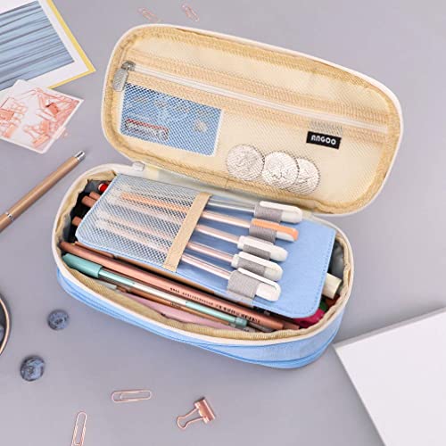 iSuperb Foldable Pencil Case Zipper Big Capacity Aesthetic Canvas Pencil Pouch Compartments Stationery Organizers Pen Bag for Kids Girls Boys Teen Child Student School Supplies Makeup Bags - Thumbnail 7
