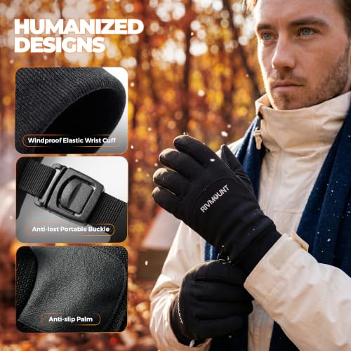 Image of rivmount Winter Waterproof Ski Snow Warm Gloves for Women Men, Windproof Cold Weather Thermal with Touchscreen Fingers, for Running Driving Cycling Hiking Biking Outdoor Sports Daily Work