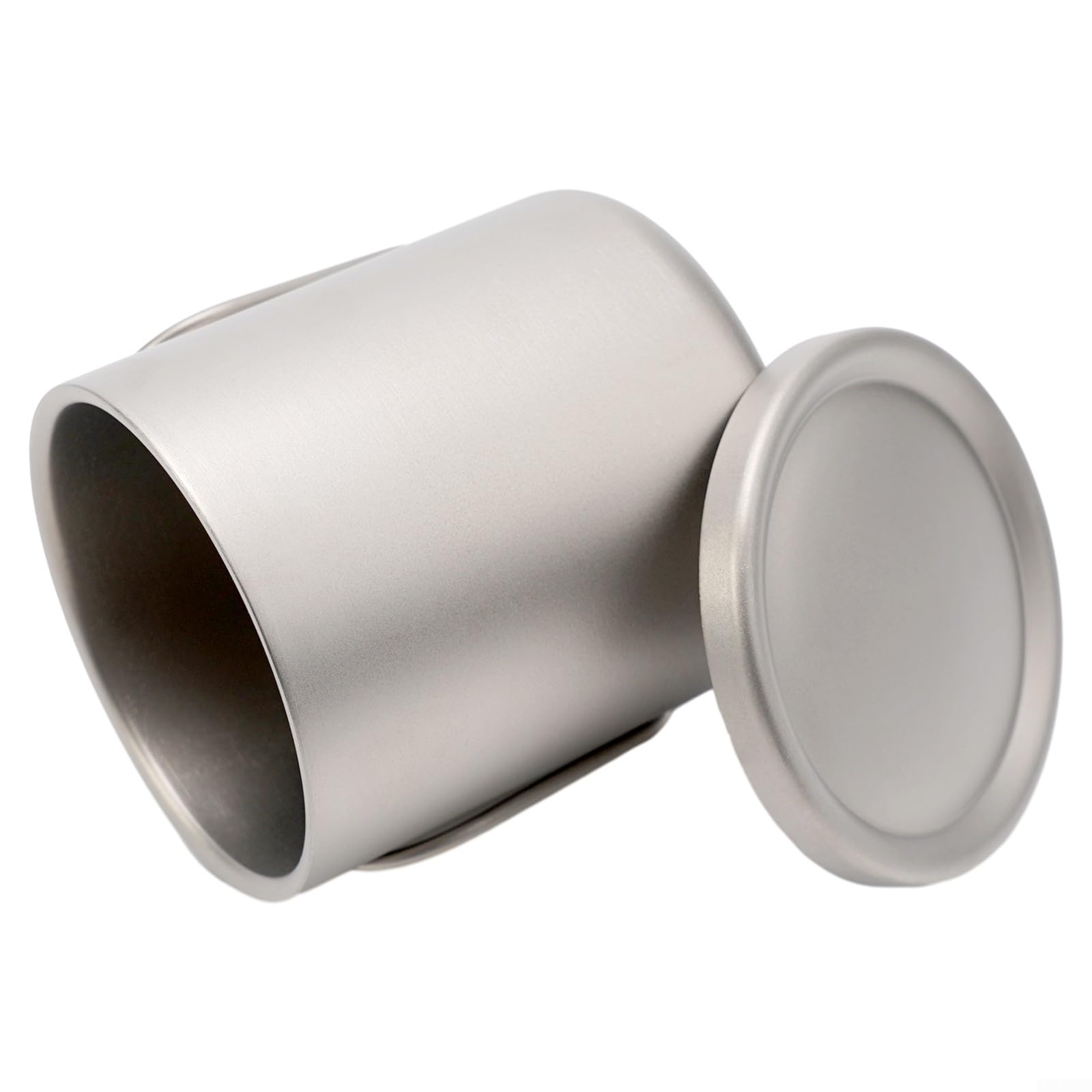 Tazza da campeggio in acciaio inox, 450 ml, con coperchio (300 ml con manici) | Costruzione a doppia parete, resistente al calore, protegge le mani, capacità di 300 ml, ideale per bevande calde