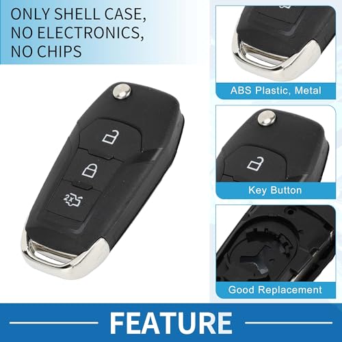 A ABSOPRO 3 Buttons Key Shell Case Keyless Entry Remote Key Fob Replacement Case for Ford Ka Fiesta Focus Transit for Ranger Connect Mondeo - Image 3