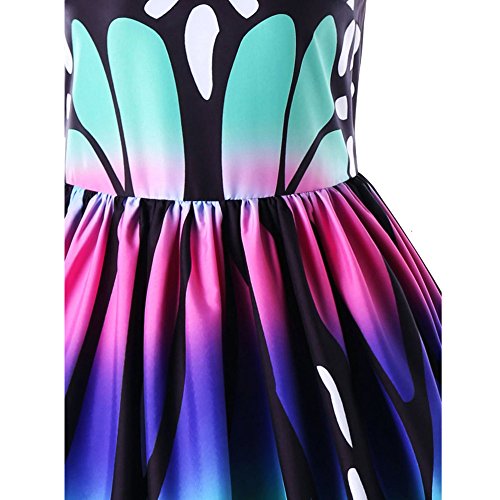 ANJUNIE Womens Butterfly Printing Sleeveless Dress Vintage Party Swing Lace Dress(Multicolor,XXL)