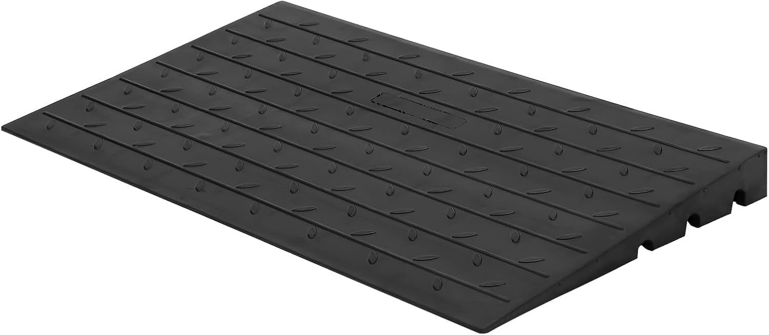 3" Rise Rubber Threshold Ramp, Heavy Duty Wheelchair Ramp for Doorways, Non-Slip Doorway Ramp with 3-Channel Cord Cover, 2500 Lbs Load Capacity for Home, Curb & Entry Use