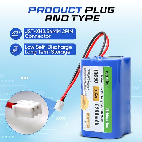 Image of 7.4V 5200mAh Li-ion Rechargeable Battery Pack JST-XH 2.54 /2P Plug Lithium-ion Batteries for Electronics Products Toys Lighting Bluetooth Equipment Fit for RC Helicopter Car Truck & RC Boats