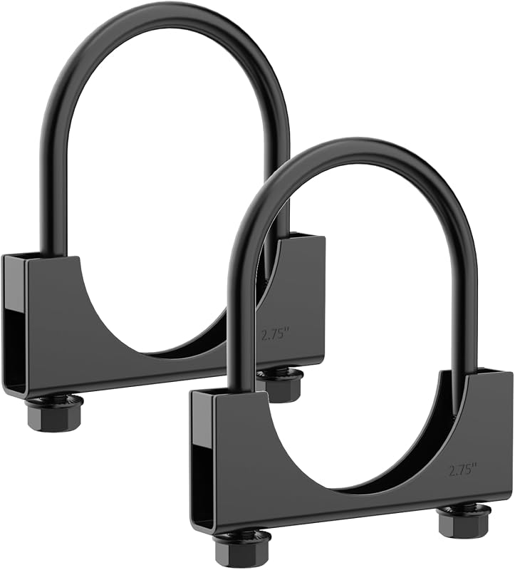 Abraçadeira de escapamento LCGP tipo U com sela para tubo de 2,75" – Kit com 2 unidades