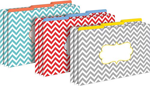 Barker Creek Legal-Size Fashion File Folders - Chevron Beautiful, Multi-Design, 9-Count (BC2508)