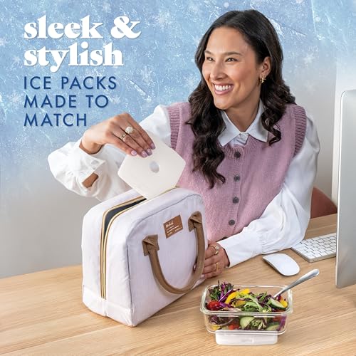 Image of Cool Coolers by Fit & Fresh Slim Ice Packs, Quick Freeze Reusable Ice Packs for Lunch Boxes & Coolers, Long-Lasting, Space Saving Lunch Ice Packs, Ivory, 4Pk