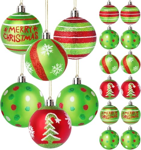 LATERN 12 Stück 6CM Weihnachtskugeln, Rot Grüne Glitzernde...