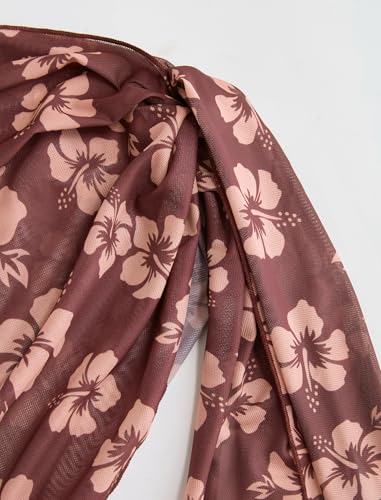 Image of ZAFUL Women's Sarong Coverups Beach Wrap Sheer Bikini Cover Up Mini Skirt | Wraps Swimwear, Cover Ups for Swimwear, Multi-Wear, Texture, Floral