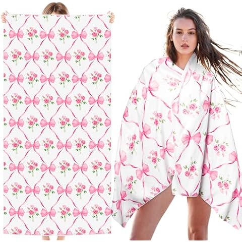 Pink Bow Double-sided Beach Towel Cover