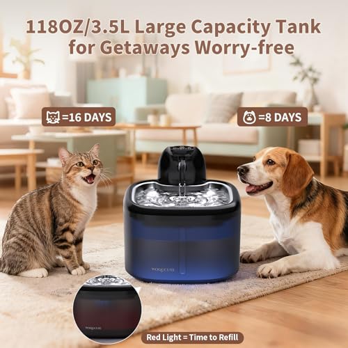 Cat Water Fountain Cordless Stainless Steel...