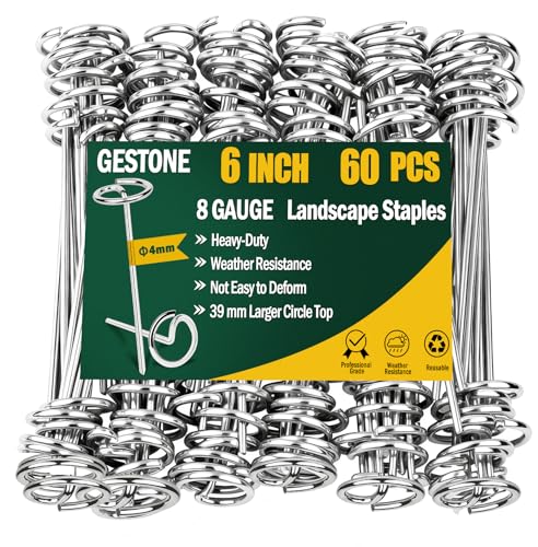 GESTONE Landscape Fabric Staples Pins, Thickened 8 Gauge Circle Top