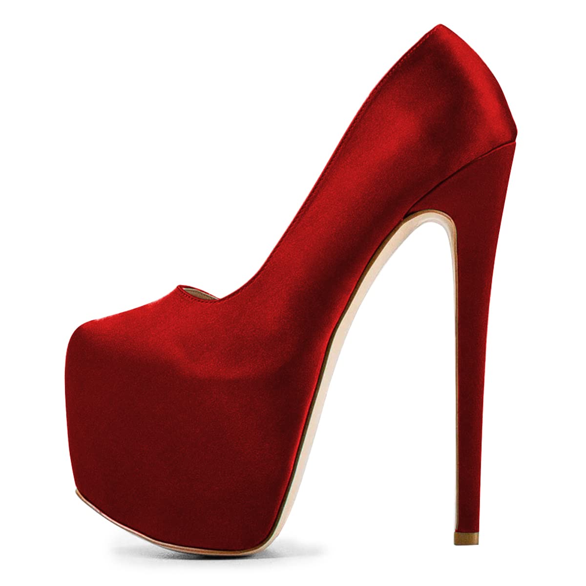 FSJ Women Sexy Round Toe Platform Pumps Stiletto High Heel Slip On Fashion Party Prom Dress Office Formal Shoes Size 4-15 US