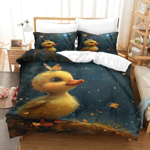 Housse de couette 220x240 jaune canard en microfibre qualité hôtelière - 3