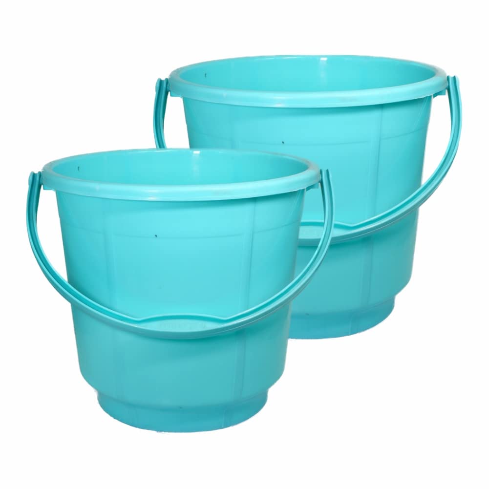 WONDERHomeware Prime 5 Litre Plain LT Heavy Quality Plastic Bucket,for use in Bathroom, Kitchen, Laundry, Garage,Pack of 2 Pc, 5 Liter, Green Color