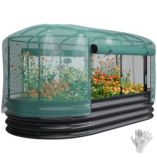 Outsunny Carré Potager de Jardin avec Cage de Protection, jardinière surélevée en Acier galvanisé avec système d'auto-arrosage, lit de Jardin pour Herbes...