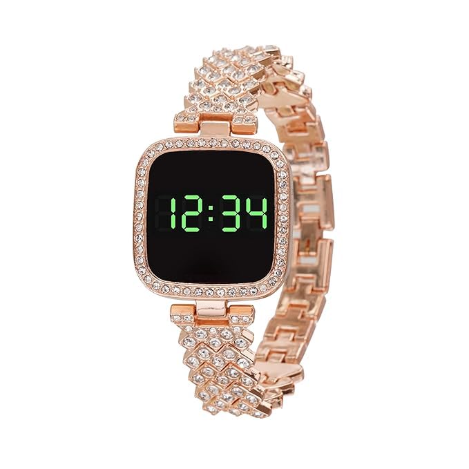 ZOVUTA LED Digital Watch with Rhinestone Bracelet for Stylish Girls & Womens | Watch for Womens | Watch for Girls| Digital Watch for Girls & Womens | Gold Digital Bracelet Watch (Golden) (B0DHRS8SLS) Amazon Price History, Amazon Price Tracker