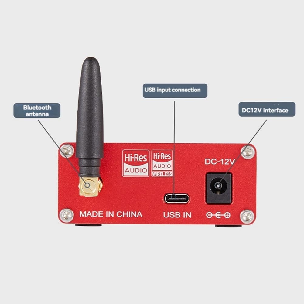 Décodeur HiFi sans Perte QCC5125 ES9039Q2M HD Bluetooth 5.0 Adaptateur Récepteur sans Décodage DC12V Rouge