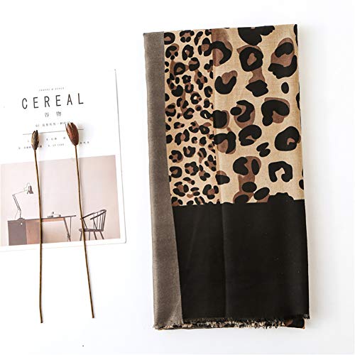 KRUIHAN Estampado de Leopardo Bufanda de Mantón para Mujer - Pashmina Estola Señoras Elegante Scarves Pañuelo Chal para el Cuello Otoño Verano Invierno Accesorios de Disfraces(Estilo A/Marrón) - imagen 6