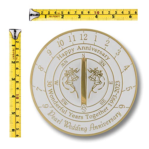 Anniversary Sundial Gift For 30Th Pearl Wedding Anniversary 1993-2023 With Pedestal Stand. Recycled Brass Home Decor Garden Present Idea Handmade In Uk For Parents, Grandparents, Friends Or Couples #TOP6