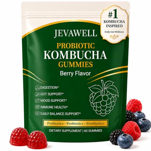 Xagnum Bolace Probiotic Kombucha Gummies for Gut Health & Digestive Support, with Prebiotics, Probiotics & Postbiotics, Bloating Comfort, Berry Flavor, Vegan, Non-GMO, 60 Gummies